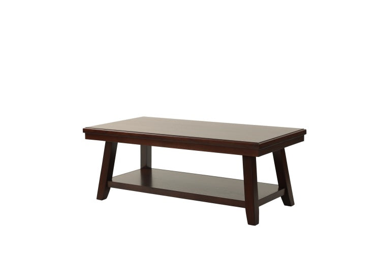 Bold Simple Walnut Finish 1Pc Coffee Table Under Table Shelf Storage Living Room Rubberwood Veneer