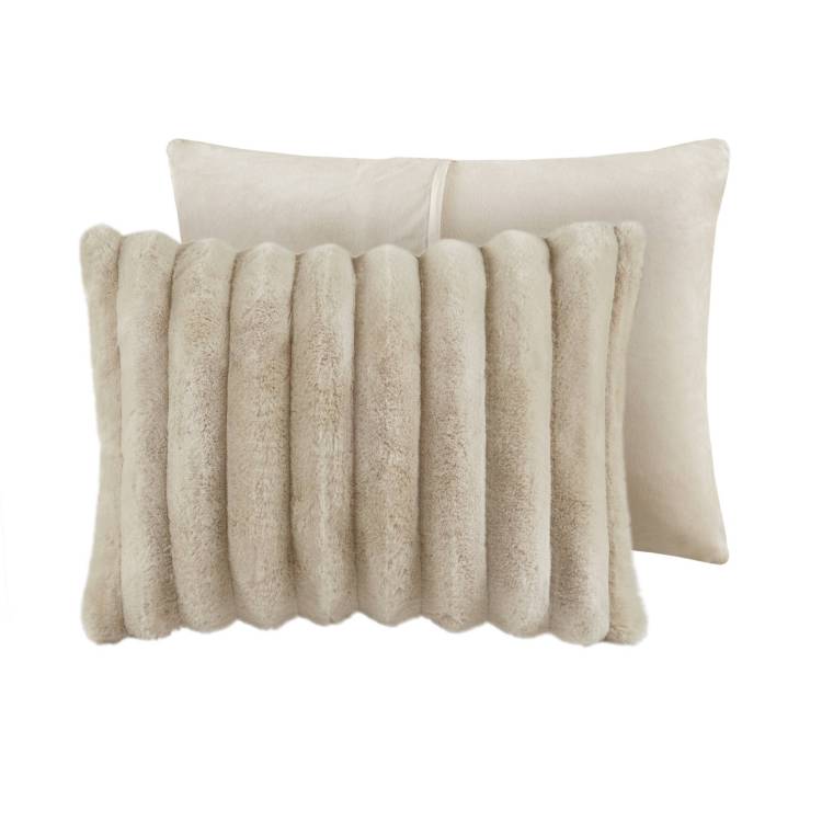 Soft Faux Fur Ribbed Comforter Set Full Queen