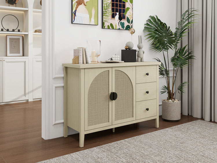 Rattan 2 Door 3 Drawer Cabinet, Suitable For Bedroom, Living Room, Study