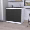 Oklahoma Utility Sink, Double Door Cabinet, Stainless Steel Countertop