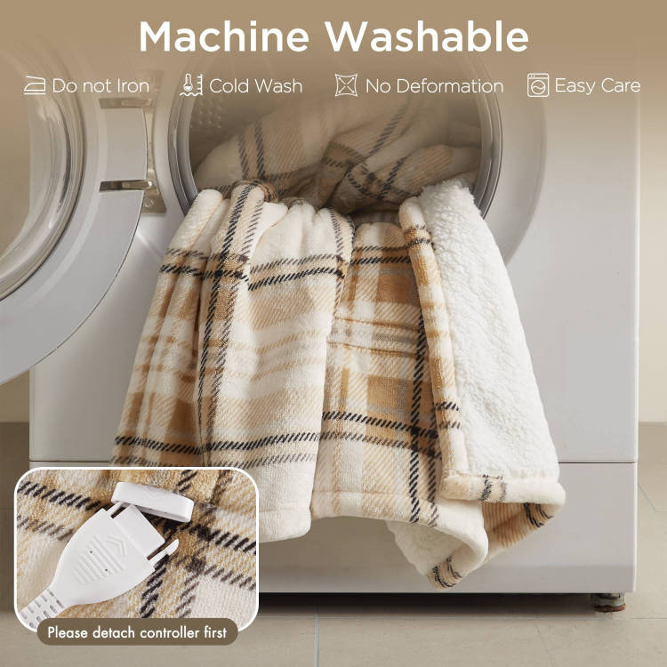 1 Piece 50X60" Heated Throw,Tan Plaid