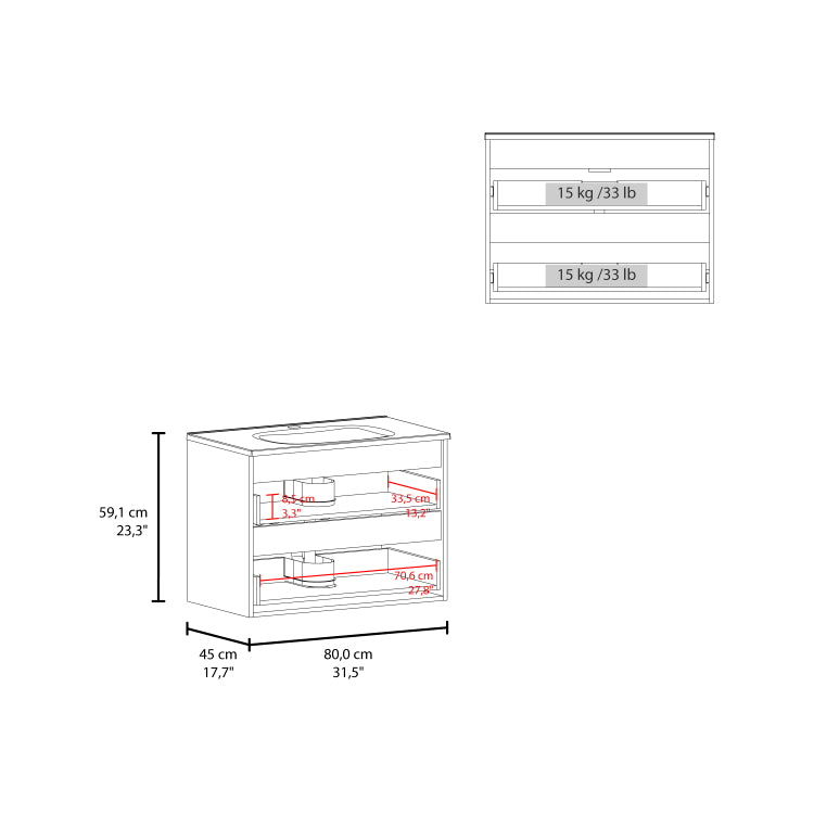 Bathroom Cabinet Opalo, With Two Shelves And Open Storage, White