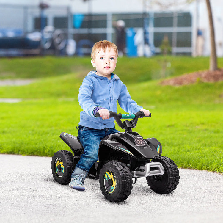 Aosom 6V Kids Atv 4 Wheeler Ride On Car, Electric Motorized Quad Battery Powered Vehicle With Forward Reverse Switch For 18 36 Months Old Toddlers, Black