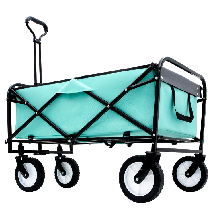 360Lbs Collapsible Foldable Wagon Cart With Strapping System ,Beach Wagon Utility Cart Utility Wagon Grocery Cart For Camping Shopping Sports Gardening Fishing Supports 3Pcs Plastic Liner Bag Green