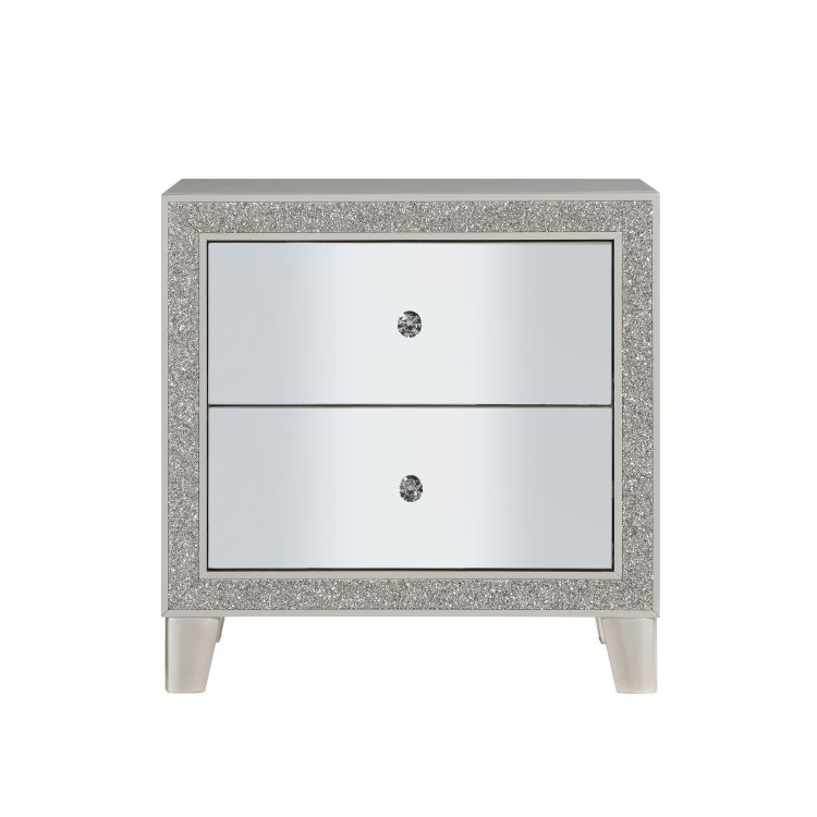 Glam Style Bedroom Furniture 1Pc Nightstand With 2X Drawers Mirrored Front Champagne Finish