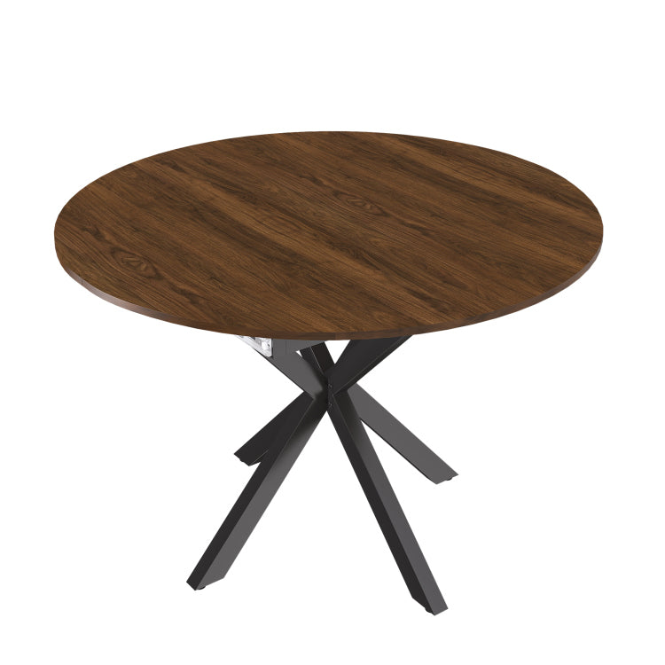 Retractable Dining Table, Round Dining Table, Extendable Dining Table, 6 Person Carbon Steel Base, Modern And Simple Solid Wood Veneer Dining Room Furniture 42 Inches Extended To 58 Inches
