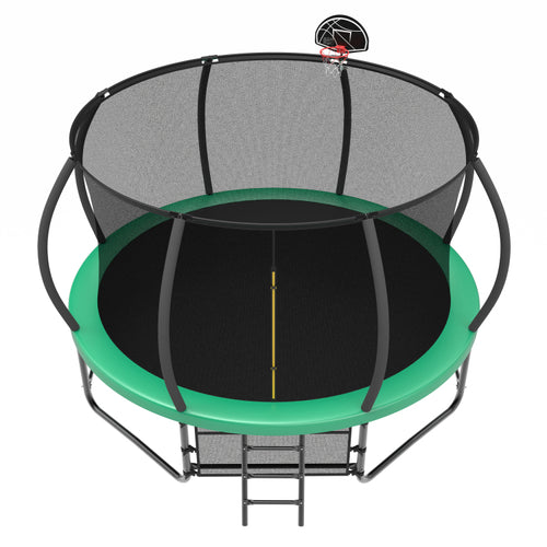 14Ft Trampoline With Enclosure Recreational Trampolines With Ladder And Antirust Coating, Astm Approval Outdoor Trampoline For Kids