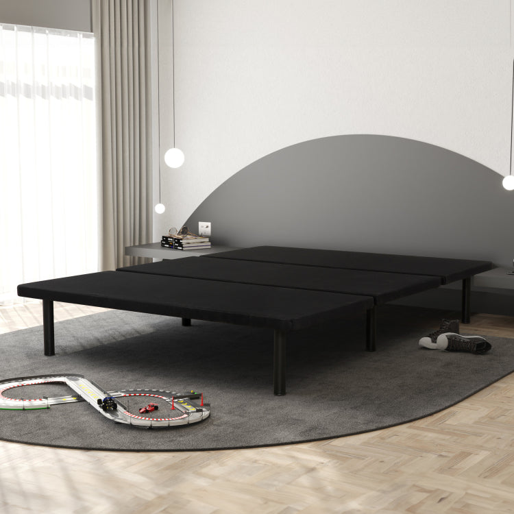Upholstered Twin Size Platform Bed Frame For Bedrooms, Guest Rooms, Apartments, Dorms, Space Saving, Black