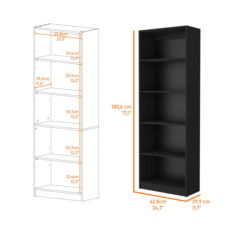 Sutton 4 Shelves Bookcase With Modern Storage Shelves