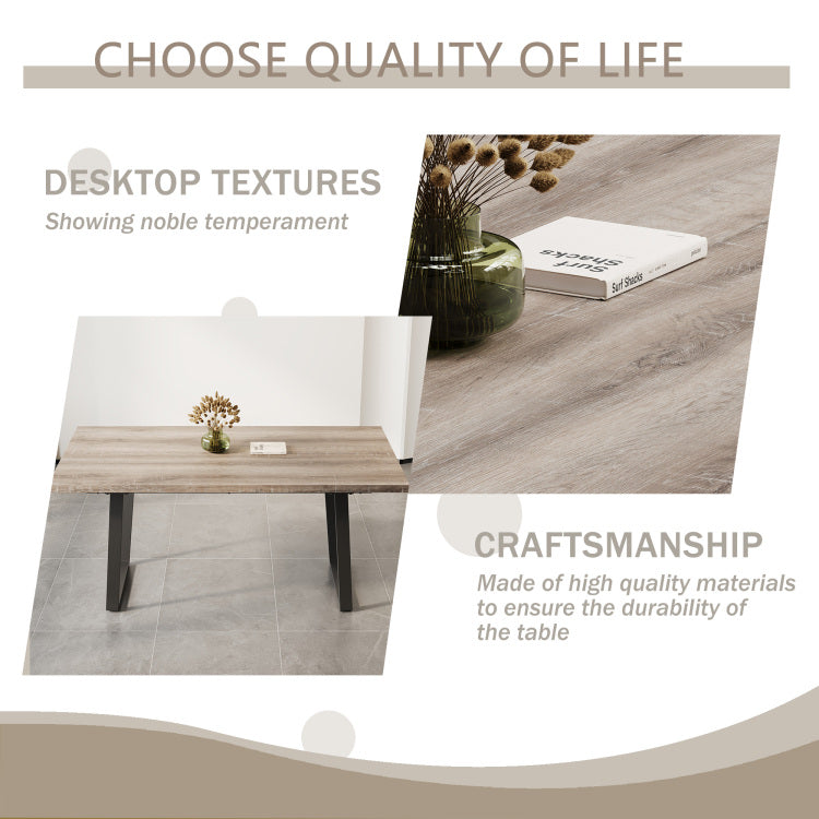 62.9 Inch Rectangular Mdf Dining Table, Simple And Modern Design, 6 Person Dining Table, Perfect For Kitchen And Dining Rooms