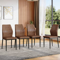 Set Of 4 Brown And Black Dining Chairs With Shell Pattern, 37 Inches High: Ergonomic Tech Fabric Backrest, Combines Comfort And Style