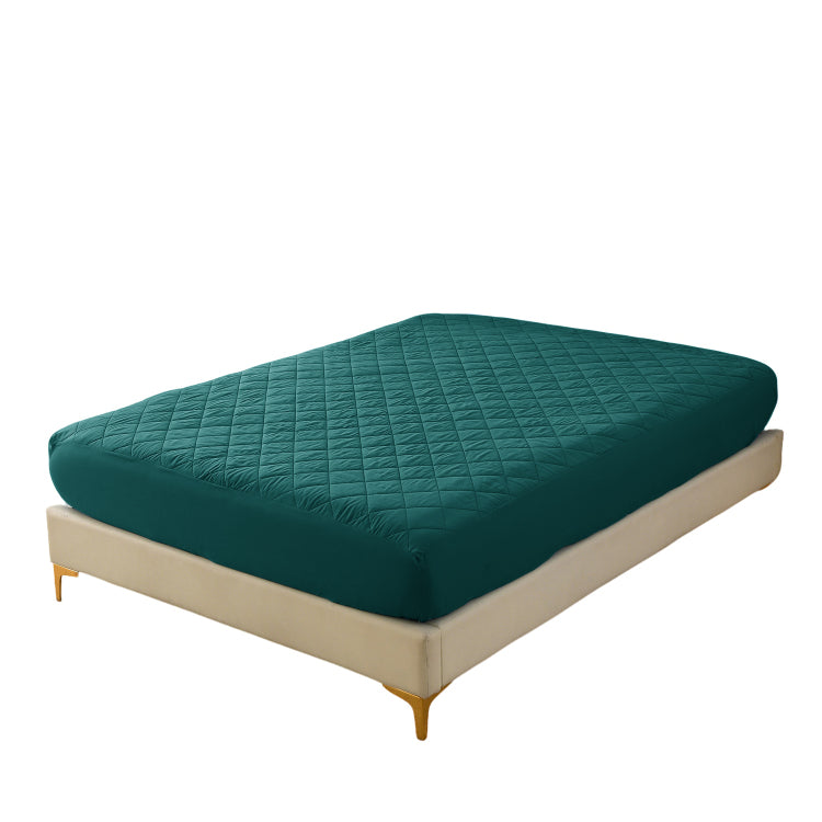 Diamond Patterned Ultrasonic Waterproof Quilted Fitted Sheet, Green, King Size