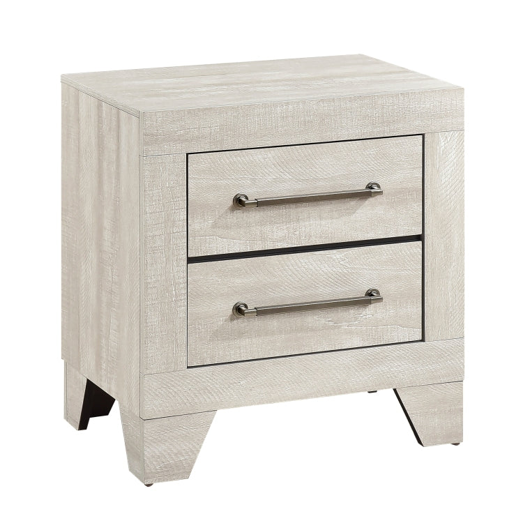 Contemporary Gray Oak Finish Nightstand With 2X Drawers Wooden Bedroom Furniture 1Pc