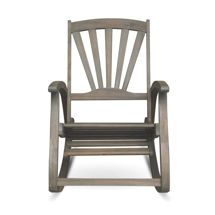 Outdoor Acacia wood Rocking Chair with Retractable grey - wood