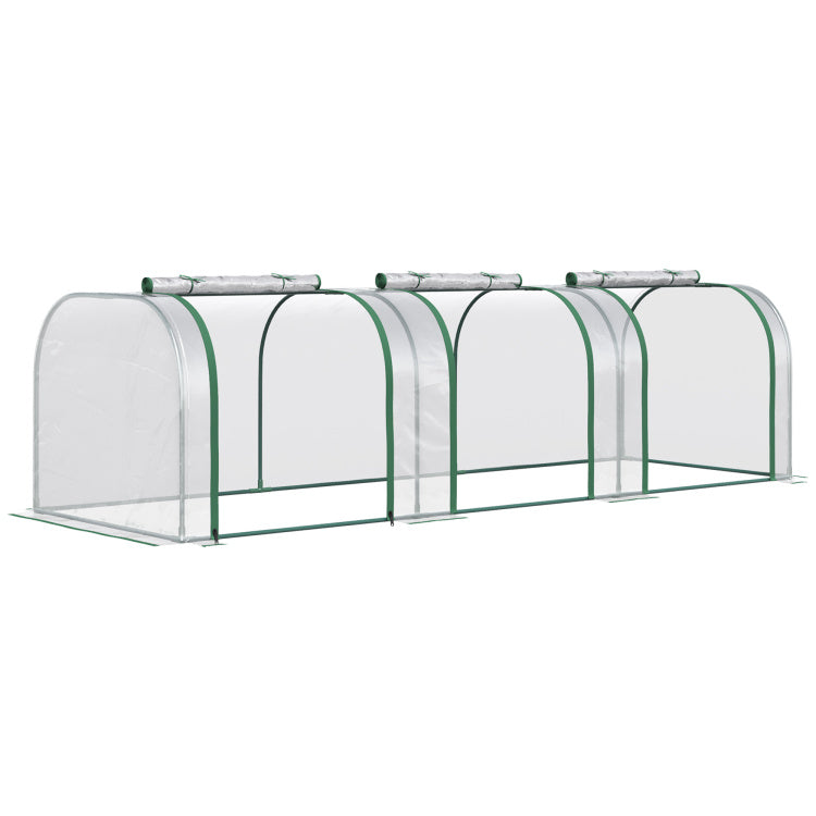 Outsunny 10' X 3' X 2.5' Mini Greenhouse, Portable Tunnel Green House With Roll Up Zippered Doors, Uv Waterproof Cover, Steel Frame, Clear