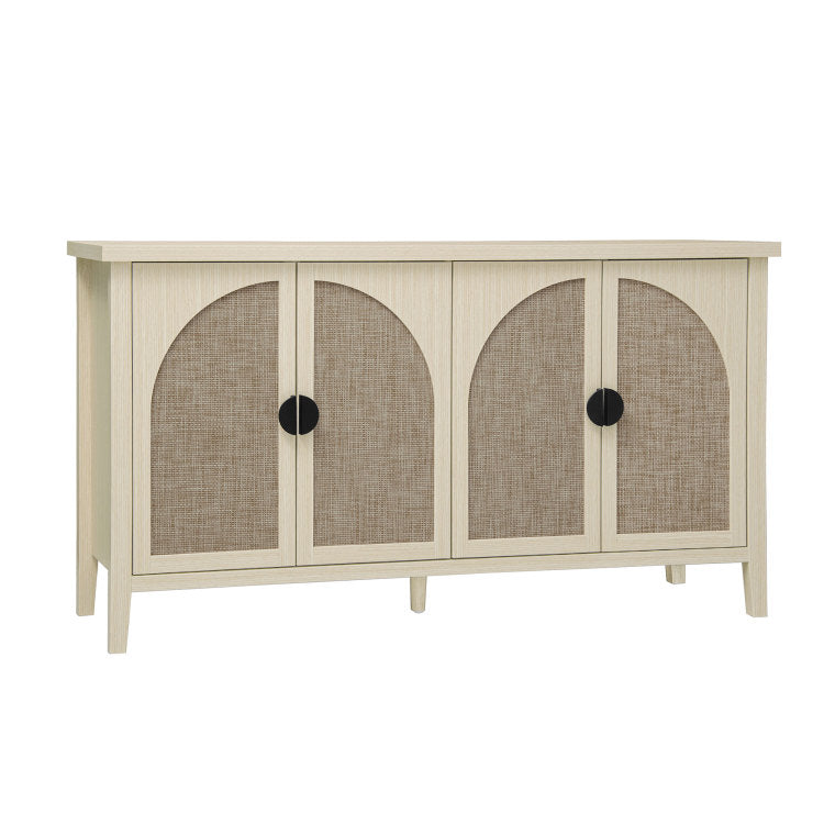 Rattan 4 Door Cabinet, Suitable For Bedroom, Living Room, Study