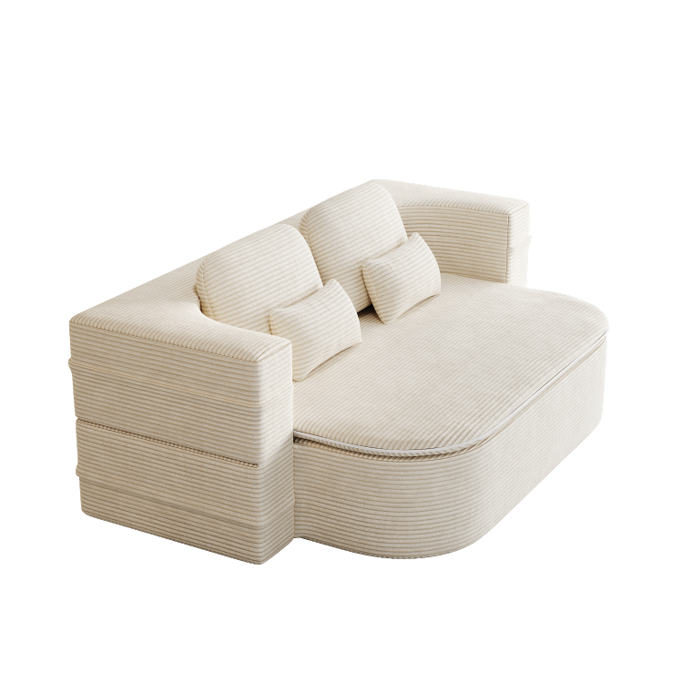 75''2 In 1 Foldable Sofa,Convertible Sleeper Foam Sofa Bed With Multi Functional Blanket, Corduroy Floor Folding Sofa Bed, Floor Sofa Lounge Sofa For Living Room Bedroom Lounge Studio