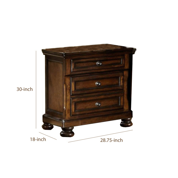 Classic Wooden Night Stand With 2 Drawers Brown