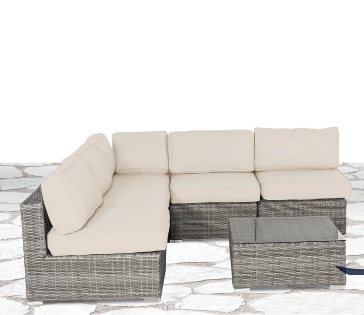 All Weather Rattan 6 Piece Seating Group With Premium Cushions No Assembly Required