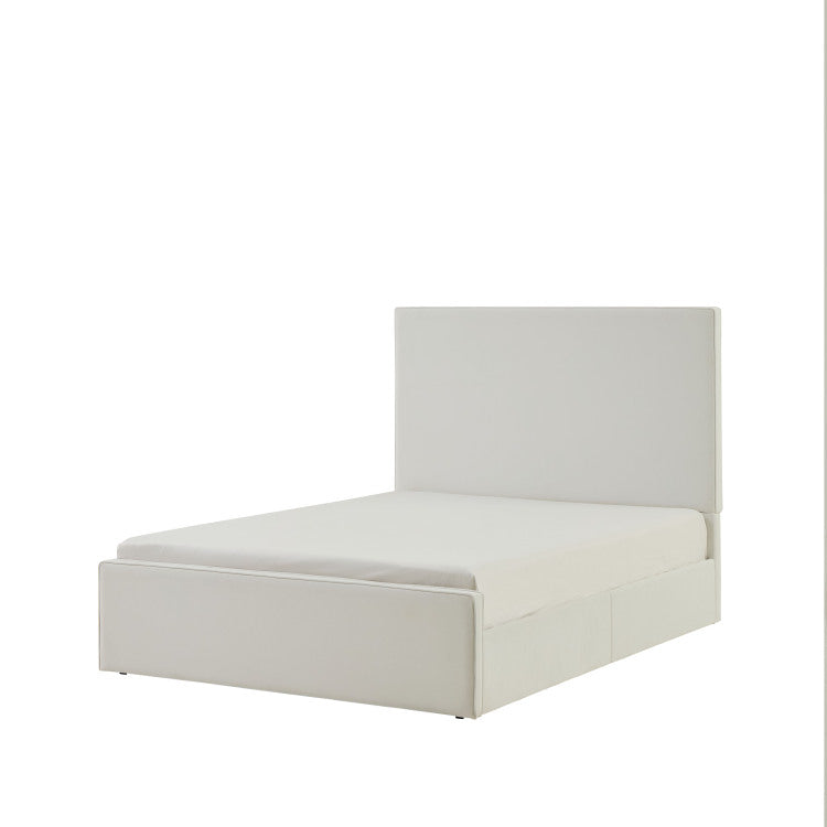 Lucas Tall Headboard Upholstered Bed 52" High Headboard Elegant Simplicity No Box Spring Needed Easy Assembly Queen Coconut Micro Suede
