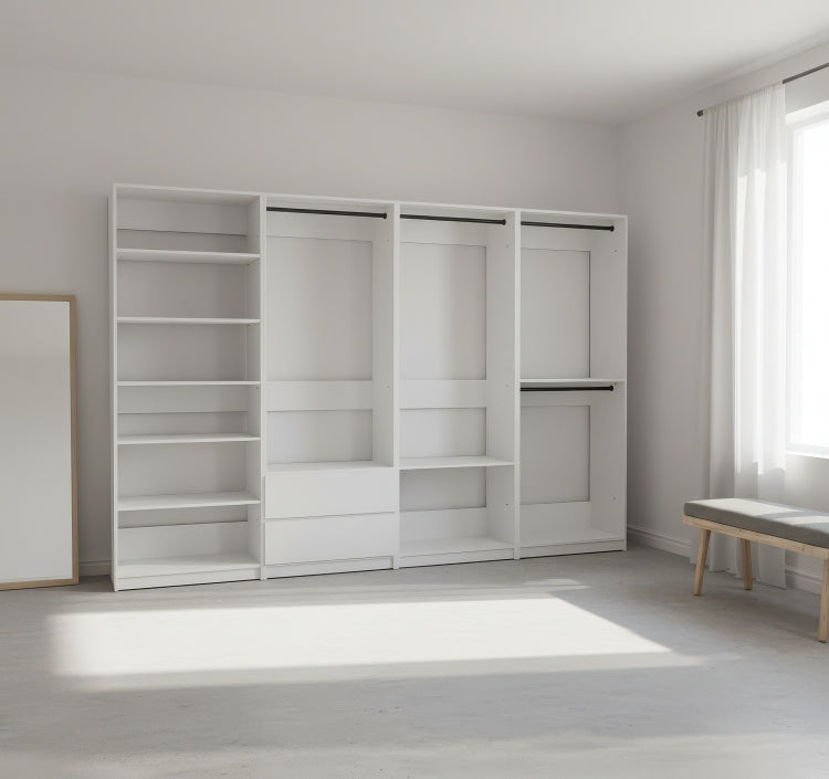 Prosper White Freestanding Walk In Wood Closet System