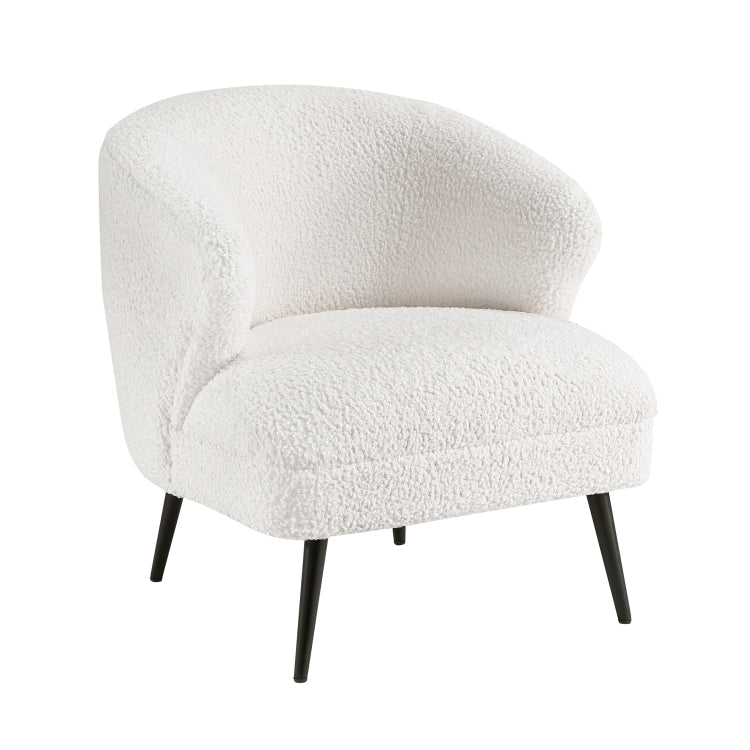 Luxury Living Room Furniture 1Pc Accent Chair Beige Boucle Upholstery, High Density Foam Seat Cushions