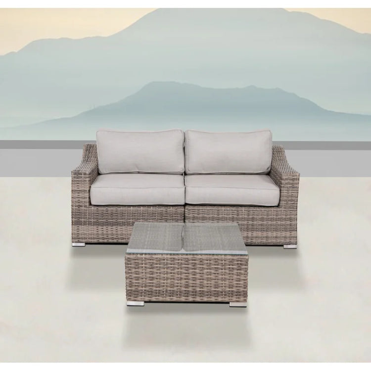 Fully Assembled 2 Person Wicker Seating Set With Cushions