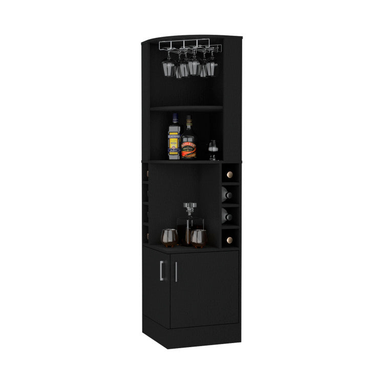 Delhi Corner Bar Cabinet, Eight Built In Wine Rack, Glass Rack, Double Door Cabinet