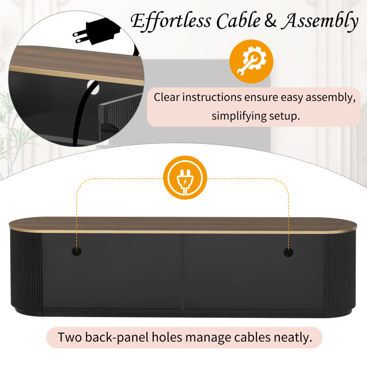 70.8'' Modern Minimalist Tv Stand For Tvs Up To 80 Inches, Entertainment Center With 3 Drawers And 1 Shelf, Metal Handles And 2 Cabinets For Living Room