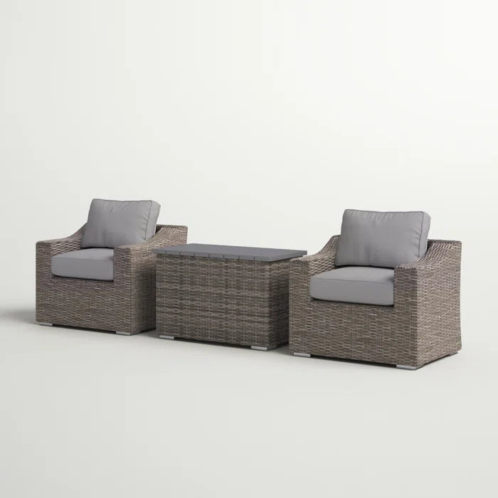 Chic Rattan Wicker Fully Assembled 2 Person Seating Group With Plush Cushions Ideal For Cozy Outdoor Gatherings