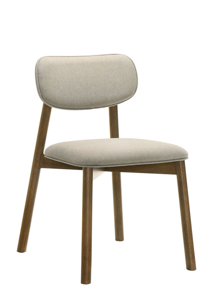 Mid Century Modern Style 2Pc Side Chair Upholstered Polyester Walnut And Beige Finish Dining Room