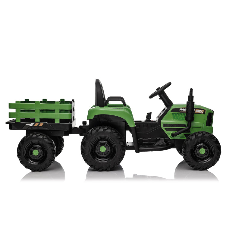 Ride On Tractor With Trailer,24V 400W Powered Electric Tractor Toy W Remote Control,Electric Car For Kids,Three Speed Adjustable,Power Display, Usb,Mp3 ,Bluetooth,Led Light,Two Point Safety Belt