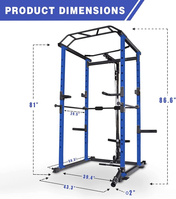 Multi Functional Power Cage, Home Adjustable Pullup Squat Rack 1000Lbs Capacity Comprehensive Fitness Barbell Rack With Gym Accessories