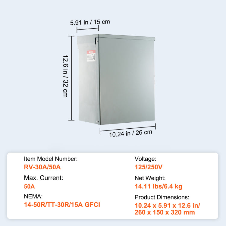Temporary Power Outlet Panel, 125 250V, Rv Power Outlet Box With A 20 30 50 Amp Receptacle Installed, Nema 14 50R Nema Tt 30R 15A Gfci For Rv Camper Trailer Motorhome, Tested To Ul Standards