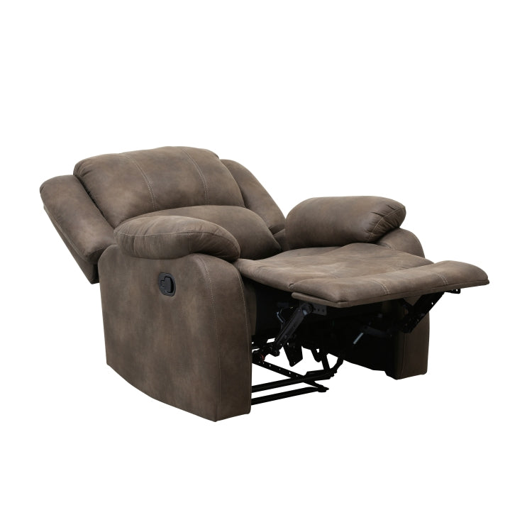Modern Reclining Chair Brown Polished Microfiber Pillowtop Arms Solid Wood Frame 1Pc Living Room Furniture