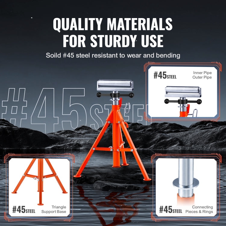 Roller Stand 2500 Lbs Load 27.6" 52" Height Adjustable 45# Steel Foldable