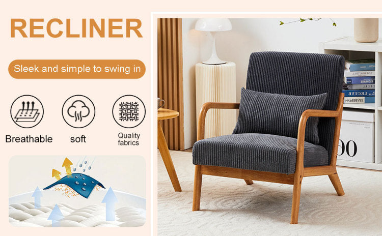 Mid Century Modern Accent Chair, Arm Chair Living Room Chairs With Pillow Upholstered Reading Chair With Solid Wood Frame & Living Room Bedroom Balcony Beige
