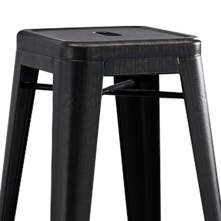 Backless Modern Light Weight Industrial Contemporary Rustic Vintage Costal Metal Bar Stools Without Back And 4 Leg Design Set Of 2 30" Seat, Distressed Black