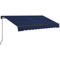 Outsunny 10' X 8' Retractable Awning, Patio Awning Sunshade Shelter With Manual Crank Handle, 280Gsm Uv Resistant Fabric And Aluminum Frame For Deck, Balcony, Yard, Blue