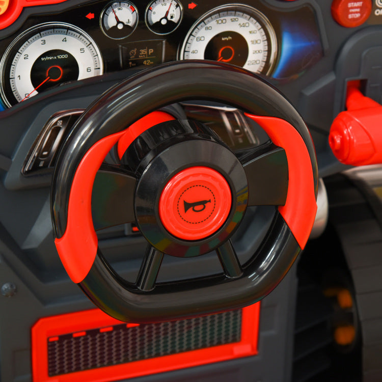 Qaba Kids Truck Engine Toy, Kids Mechanic Car Repair Set, Engine Disassembly Play Workshop, Includes 61 Pieces, Steering Wheel, Horn, Light For 3 5 Years Old, Red