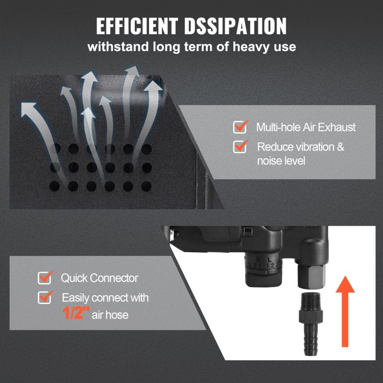 1 Inch Air Impact Wrench, Up To 2730 Ft Lbs Reverse Torque Output 1" Pneumatic Impact Gun Lightweight W 2 Handles For Heavy Duty Repairs And Maintenance
