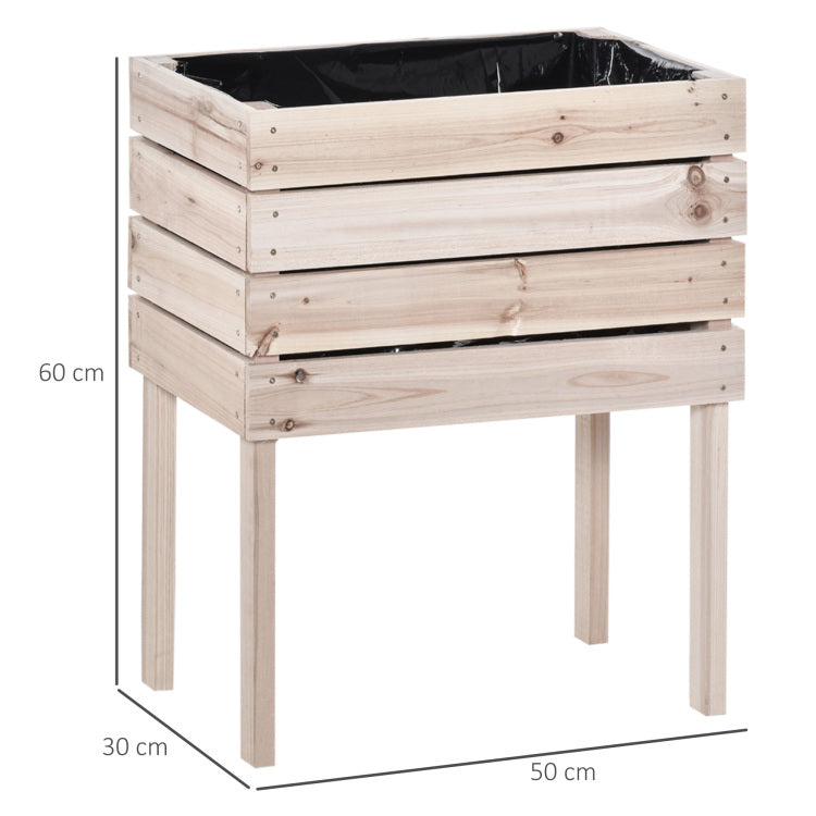 Outsunny 4Pcs Raised Garden Bed, Wooden Elevated Planter Box Kit With Bed Liner, Diy Shape, For Flowers Vegetables