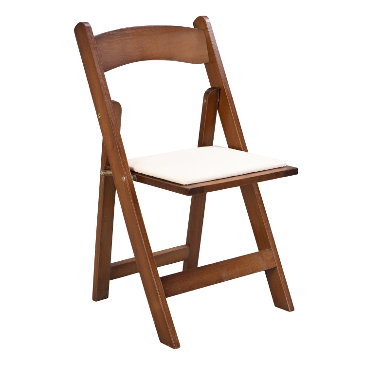 Upholstered Folding Chair, Space Saving, Easy To Carry, 4Pcs, Walnut Shelf Beige Cushion,Dining Room