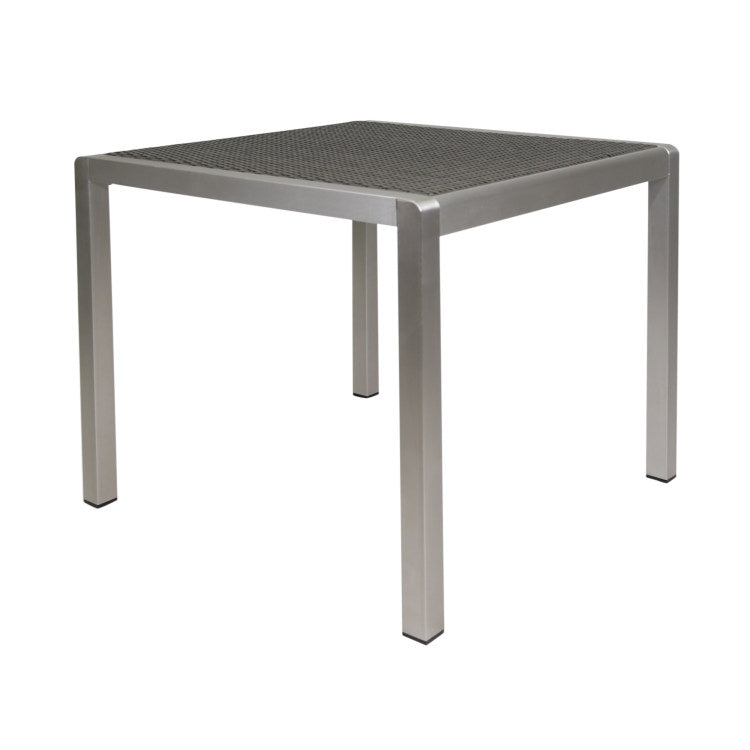 Outdoor Dining Table Anodized Aluminum Wicker Table Top Square Silver And Gray 35"