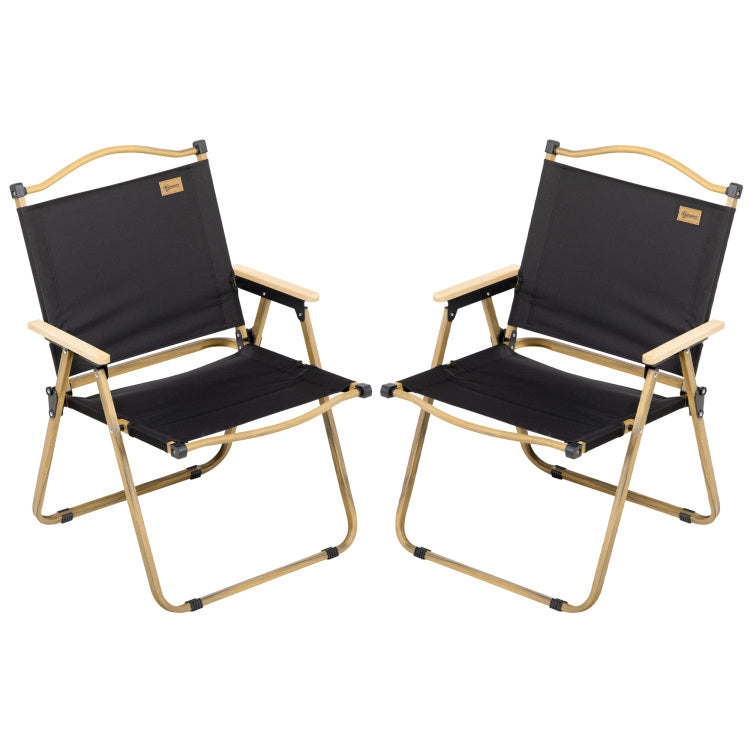 Outsunny 2 Pack Folding Camping Chair, Lightweight & Portable Beach Chairs Armchairs, Perfect For Festivals, Fishing, Picnic And Hiking, Black