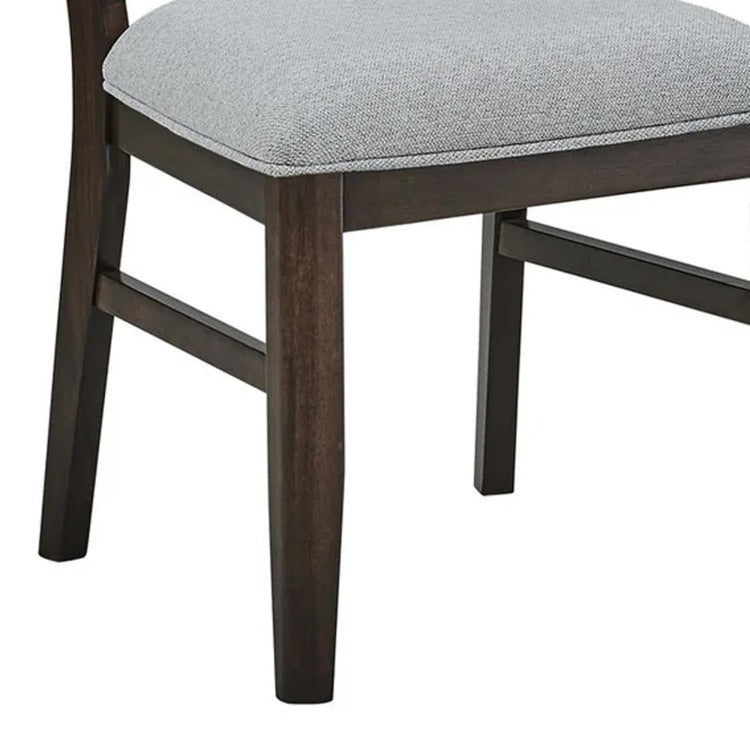 Hiun Dining Chair Set Of 2, Dove Gray Seat, Oak Brown Wood Frame