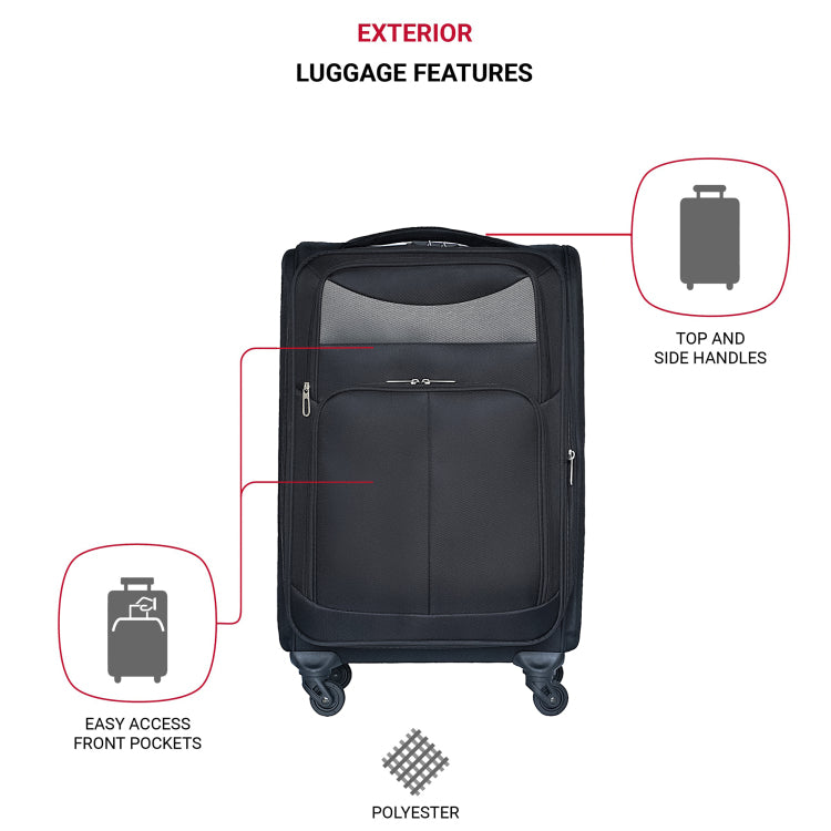 20 24 Two Piece Suitcase Suitcase Set Oxford Trolley Case Without Password Lock Universal Wheel Black