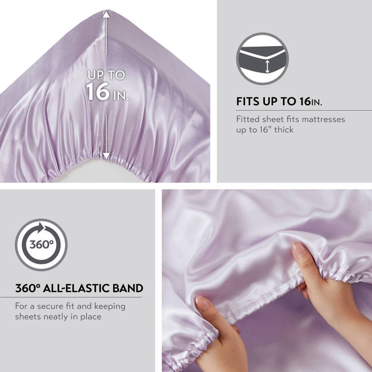 6 Pcs Queen Luxury Sheet Set Lilac