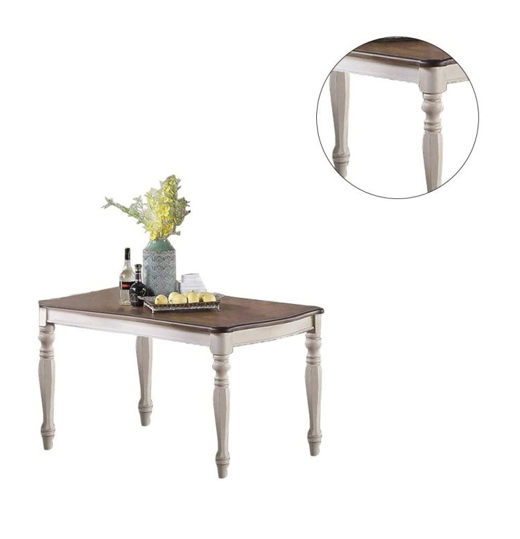 Transitional Style 1Pc Dining Table Antique White W Oak Top Rectangle Table Kitchen Dining Room