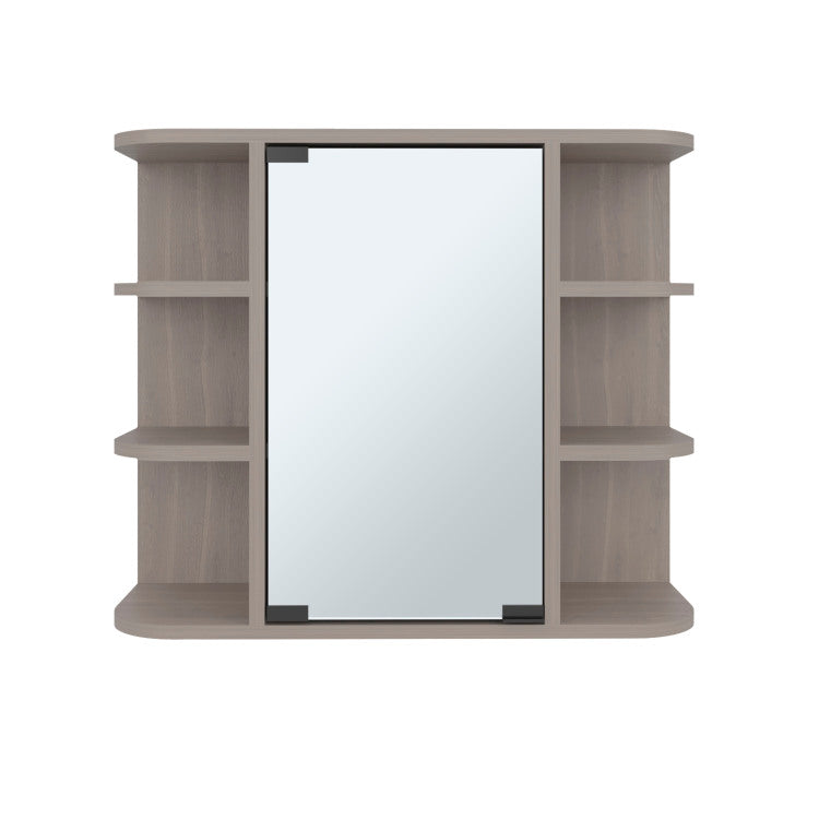 Medicine Cabinet 19" H, Six External Shelves, Three Interior Shelves, Light Gray